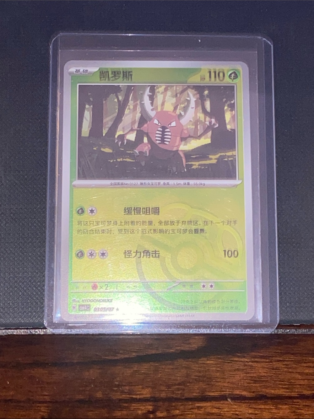 Pokemon Green and Brown Houndour Card (Chinese)
